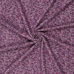 Tissu velours côtelé extensible mini floral violet - Mondial Tissus Tissu velours côtelé extensible mini floral violet - Mondial Tissus