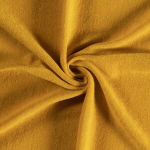 Tissu éponge coton extensible uni jaune moutarde - Mondial Tissus Tissu éponge coton extensible uni jaune moutarde - Mondial Tissus