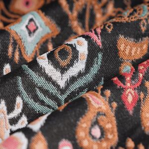 Tissu jacquard noir tapisserie Folk - MT - Mondial Tissus Tissu jacquard noir tapisserie Folk - MT - Mondial Tissus