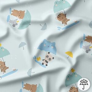 Tissu imperméable animaux sous la pluie bleu - DOMOTEX - Mondial Tissus Tissu imperméable animaux sous la pluie bleu - DOMOTEX - Mondial Tissus