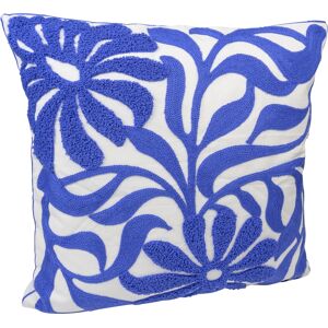 Housse de coussin brodée fleurs bleu 40x40cm - MT - Mondial Tissus Housse de coussin brodée fleurs bleu 40x40cm - MT - Mondial Tissus