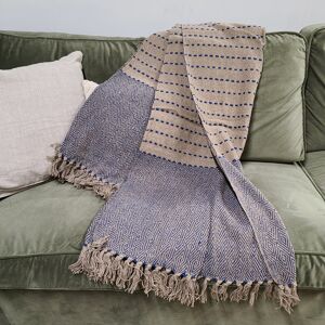 Mondial Tissus Plaid coton recyclé 130x180 taupe Couverture Mondial Tissus Plaid coton recyclé 130x180 taupe Couverture