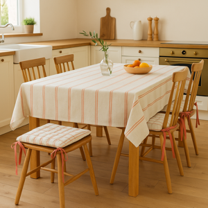 Nappe maison de campagne linen look 150x250cm - MT - Mondial Tissus Nappe maison de campagne linen look 150x250cm - MT - Mondial Tissus