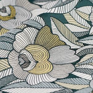 Tissu jacquard Rousseau fleurs bleu vert - MT - Mondial Tissus Tissu jacquard Rousseau fleurs bleu vert - MT - Mondial Tissus