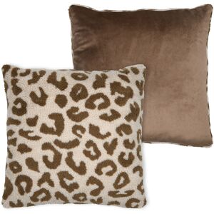 Coussin moumoutte léopard beige marron 45x45cm - Mondial Tissus Coussin moumoutte léopard beige marron 45x45cm - Mondial Tissus