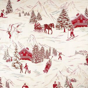 Tissu jacquard Courmayeur rouge et beige - Mondial Tissus Tissu jacquard Courmayeur rouge et beige - Mondial Tissus