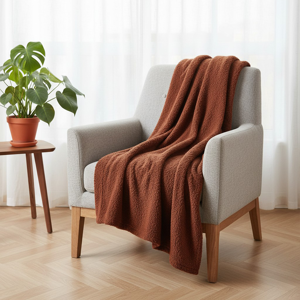 Plaid paddou roux bouclette 125x150 - Mondial Tissus Plaid paddou roux bouclette 125x150 - Mondial Tissus