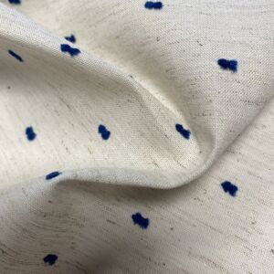 Toile coton lin fluide pois reliefs bleu - Origine France - Mondial Tissus Toile coton lin fluide pois reliefs bleu - Origine France - Mondial Tissus