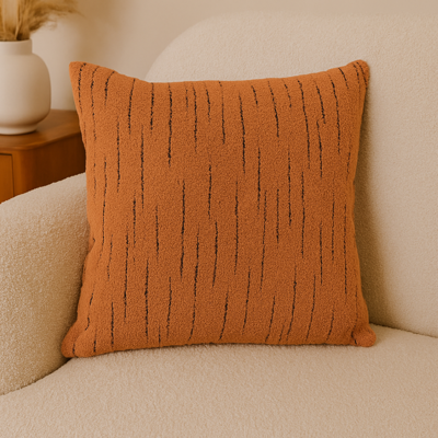 Housse de coussin bouclette traits noir 40x40cm - MT - Mondial Tissus Housse de coussin bouclette traits noir 40x40cm - MT - Mondial Tissus