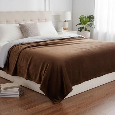 Mondial Tissus - Flannel - 220x240 - Chocolate - Couverture Mondial Tissus - Flannel - 220x240 - Chocolate - Couverture