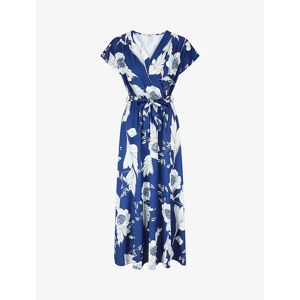 Stand-prive.com Robe longue imprimé floral à col cache-coeur Bleu roi