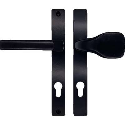 Ensemble poignée-bouton de porte noir avec plaque PZ 90 mm – H240 × L30 mm Ensemble poignée-bouton de porte noir avec plaque PZ 90 mm – H240 × L30 mm