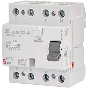 Eti 25A 4P Disjoncteur Différentiel - 30mA, Type AC, 6kA Eti 25A 4P Disjoncteur Différentiel - 30mA, Type AC, 6kA
