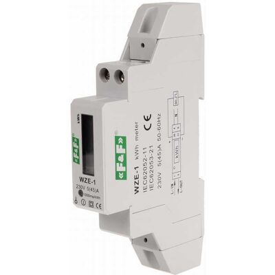 Compteur d'énergie monophasé F&F WZE-1 45A - Certifié MID Compteur d'énergie monophasé F&F WZE-1 45A - Certifié MID