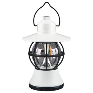 ArmadaDeals Retro Lanterne de Camping Portable Multi-fonction Imperméable Lampe d'Eclairage Extérieur, Blanc / Batterie