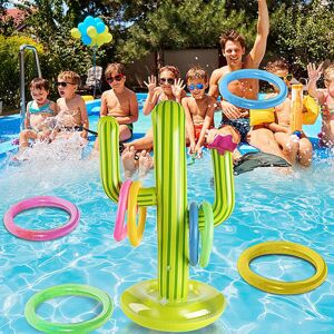 ArmadaDeals Jeu de lancer d'anneaux de cactus gonflable pour enfants Beach Party Pool Floating Throwing Toys, 8 viroles