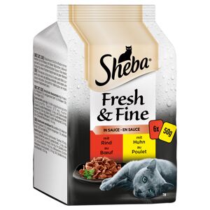 Sheba Délices du jour / Fresh & Fine 6 x 50 g - Boeuf et poulet en sauce