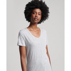 Superdry pour femme. W1010521B Studios Pocket T-shirt gris (S), Casuel, Manche courte, Lyocell, Le coton biologique, Durable