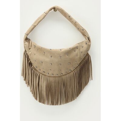 Sac porté épaule beige avec franges et clous My Jewellery Beige One size fehomme Sac porté épaule beige avec franges et clous My Jewellery Beige One size fehomme