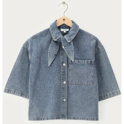 Chemise en denim bleu avec écharpe et strass My Jewellery Bleu S fehomme Chemise en denim bleu avec écharpe et strass My Jewellery Bleu S fehomme