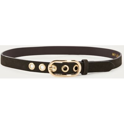 Ceinture marron foncé avec œillets My Jewellery Marron 95 fehomme Ceinture marron foncé avec œillets My Jewellery Marron 95 fehomme