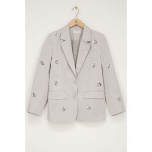 Blazer gris avec fleurs 3D de couleur argentée My Jewellery Gris XL fehomme Blazer gris avec fleurs 3D de couleur argentée My Jewellery Gris XL fehomme