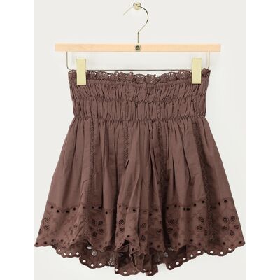 Jupe-short brodée en popeline marron My Jewellery Marron XS fehomme Jupe-short brodée en popeline marron My Jewellery Marron XS fehomme