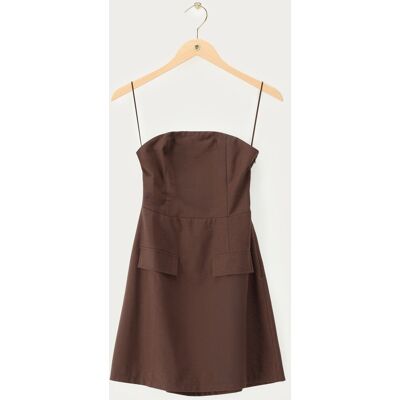 Robe bustier marron aspect lin My Jewellery Marron S fehomme Robe bustier marron aspect lin My Jewellery Marron S fehomme