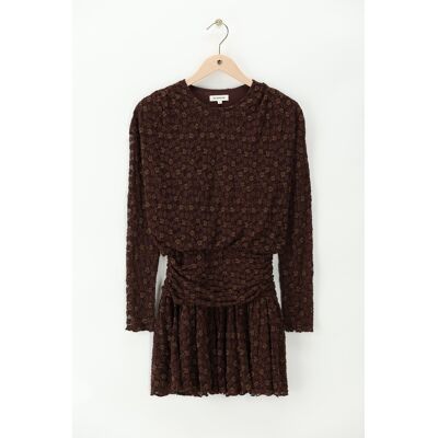 Robe en dentelle marron foncé avec imprimé floral et volants My Jewellery Marron M fehomme Robe en dentelle marron foncé avec imprimé floral et volants My Jewellery Marron M fehomme