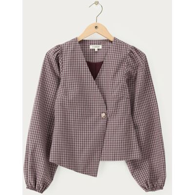 Top violet à carreaux croisé à manches longues bouffantes My Jewellery Violet XS fehomme Top violet à carreaux croisé à manches longues bouffantes My Jewellery Violet XS fehomme