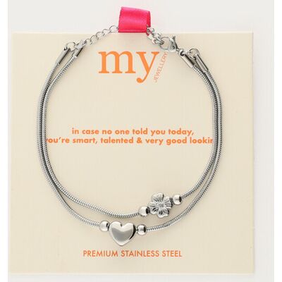 Bracelet jonc double de gratitude coeur et trèfle My Jewellery Argenté One size fehomme Bracelet jonc double de gratitude coeur et trèfle My Jewellery Argenté One size fehomme