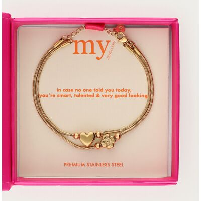 Bracelet jonc double de gratitude coeur et trèfle My Jewellery Doré One size fehomme Bracelet jonc double de gratitude coeur et trèfle My Jewellery Doré One size fehomme