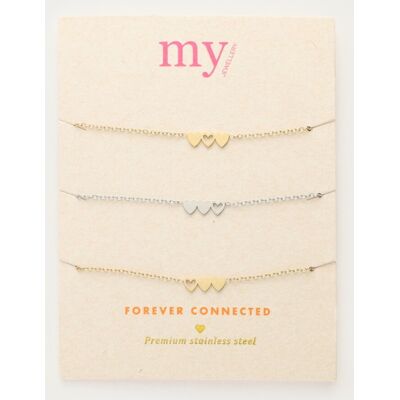 Set de 3 bracelets à 3 coeurs - 2 dorés et 1 argenté My Jewellery Argenté/Doré One size fehomme Set de 3 bracelets à 3 coeurs - 2 dorés et 1 argenté My Jewellery Argenté/Doré One size fehomme