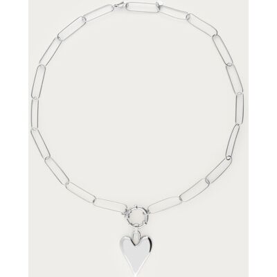 Collier chaîne grand pendentif coeur My Jewellery Argenté One size fehomme Collier chaîne grand pendentif coeur My Jewellery Argenté One size fehomme