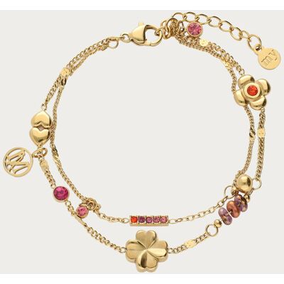 Bracelet double avec strass multicolores et charms "dreamchaser" My Jewellery Doré One size fehomme Bracelet double avec strass multicolores et charms "dreamchaser" My Jewellery Doré One size fehomme
