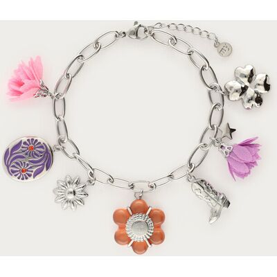 Bracelet Sunrocks avec charms multicolores My Jewellery Argenté/Violet/Rose/Orange One size fehomme Bracelet Sunrocks avec charms multicolores My Jewellery Argenté/Violet/Rose/Orange One size fehomme