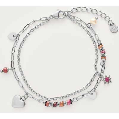 Bracelet double Sunrocks avec perles fantaisie multicolores et charms My Jewellery Argenté/Multicolore One size fehomme Bracelet double Sunrocks avec perles fantaisie multicolores et charms My Jewellery Argenté/Multicolore One size fehomme