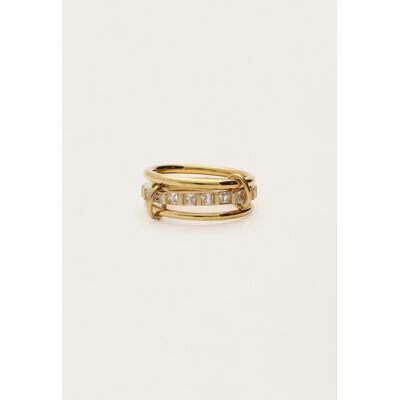 Bague triple reliée avec strass My Jewellery Doré 17 fehomme Bague triple reliée avec strass My Jewellery Doré 17 fehomme