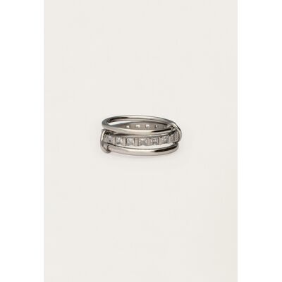 Bague triple reliée avec strass My Jewellery Argenté 16 fehomme Bague triple reliée avec strass My Jewellery Argenté 16 fehomme