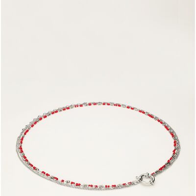 Collier triple avec perles rouges My Jewellery Argenté/Rouge One size fehomme Collier triple avec perles rouges My Jewellery Argenté/Rouge One size fehomme