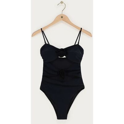 Maillot de bain noir avec découpes et fleurs 3D My Jewellery Noir XS femme Maillot de bain noir avec découpes et fleurs 3D My Jewellery Noir XS femme