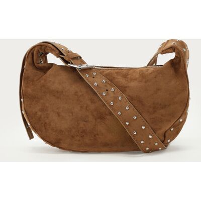 Sac à bandoulière en suédine camel avec clous My Jewellery Marron One size femme Sac à bandoulière en suédine camel avec clous My Jewellery Marron One size femme