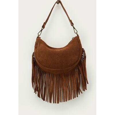Sac en suédine cognac à franges My Jewellery Marron One size femme Sac en suédine cognac à franges My Jewellery Marron One size femme