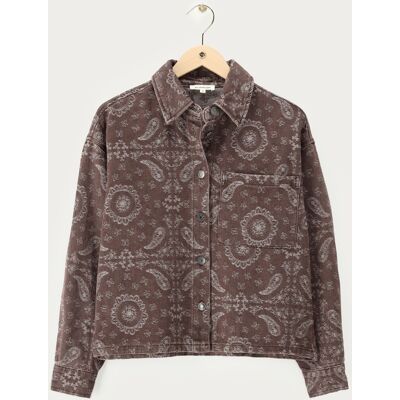 Chemise en denim marron avec imprimé paisley et écharpe My Jewellery Marron/Beige XL femme Chemise en denim marron avec imprimé paisley et écharpe My Jewellery Marron/Beige XL femme