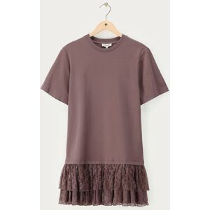 Robe t-shirt marron à volants en dentelle My Jewellery Marron M femme Robe t-shirt marron à volants en dentelle My Jewellery Marron M femme