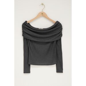 Top drapé gris foncé à épaules dénudées My Jewellery Gris/Gris foncé S femme Top drapé gris foncé à épaules dénudées My Jewellery Gris/Gris foncé S femme