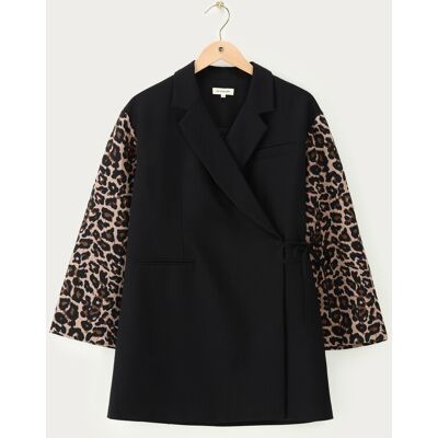 Robe blazer noire avec manches léopard My Jewellery Marron/Noir L femme Robe blazer noire avec manches léopard My Jewellery Marron/Noir L femme