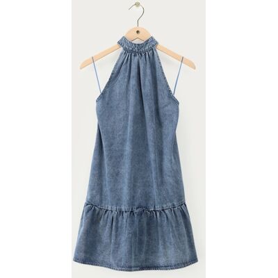 Robe col halter en denim bleu My Jewellery Bleu XL femme Robe col halter en denim bleu My Jewellery Bleu XL femme