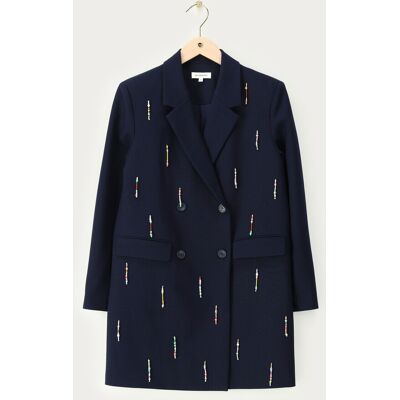 Robe blazer bleu foncé avec franges perlées multicolores My Jewellery Bleu foncé S femme Robe blazer bleu foncé avec franges perlées multicolores My Jewellery Bleu foncé S femme