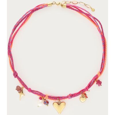 Collier Art en cordon violet à charms My Jewellery Violet/Doré One size femme Collier Art en cordon violet à charms My Jewellery Violet/Doré One size femme